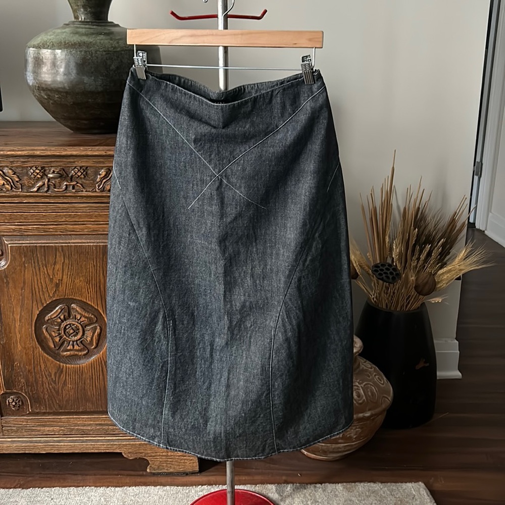 Western Denim Midi Skirt